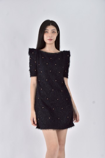 (S) 絨毛藍色洋裝