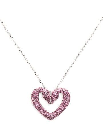 Swarovski - Una heart-charm necklace - women - Rhodium - One Size - Pink