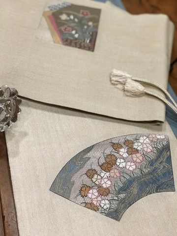 正絹 絽刺し嵌花袋帯