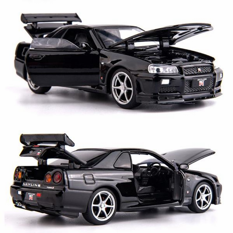 NISSAN スカイライン R34 GTR 1/32 ミニカー 全4色 ライト点灯 エンジンサウンド 合金モデル 模型 ワイルドスピード2 ジオラマ  | LINEショッピング