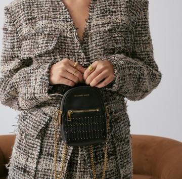 Classic 編織黑色金邊 Mini Chain