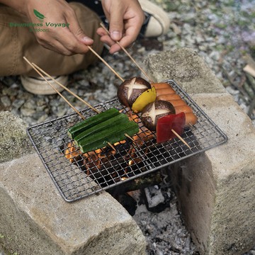 🔥臺灣出貨🔥必唯純鈦燒烤網戶外旅行野營便攜小巧燒烤架野餐工具烤肉烤魚網片 XYBB