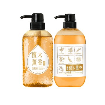 【古寶】招財納福檀木薰香(沐浴露500g + 洗髮精露400g)