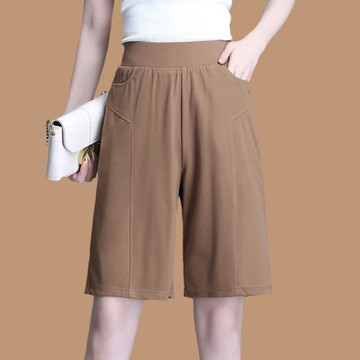 五分褲女夏寬松大碼中年媽媽中褲休閑5分褲夏天薄款短褲外穿胖MM