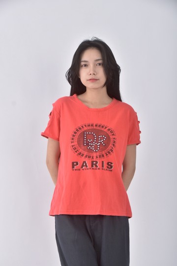 (M) 棉質純棉粉色短袖上衣