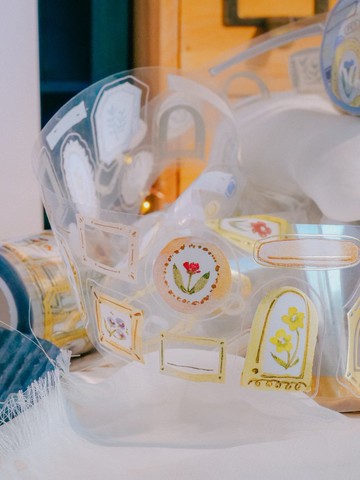 框與花 亮面霧金割型PET膠帶(特油加白墨含離型紙)