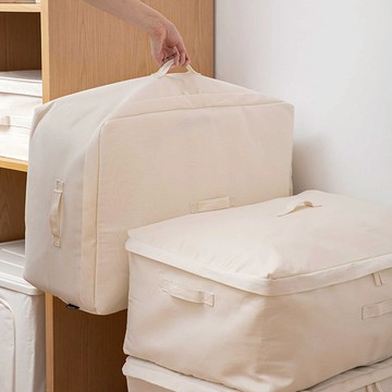 日本 霜山 加厚棉麻特大容量可水洗防塵棉被收納袋-3入