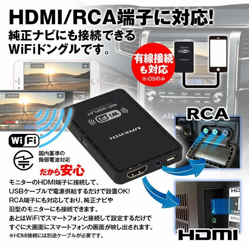 Maxwin Wifi ドングル 車載用 Iphone スマートフォンの画面をカーナビや後部座席モニターで ミラーリング Airplay K Wid02 通販 Lineポイント最大0 5 Get Lineショッピング