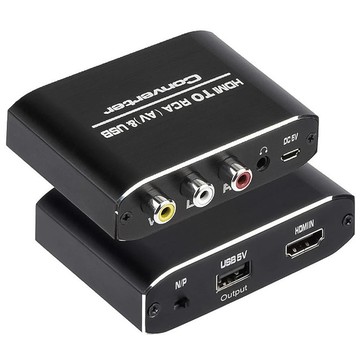 易控王 HDMI轉RCA(AV)+USB+3.5mm轉換器 HDMI轉CVBS 鋁合金外殼 (50-507-00)