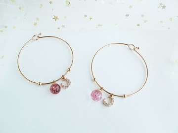 Rosy Garden 玫瑰金色流沙水晶球露娜月亮手鐲 手環
