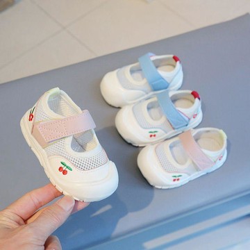 🍭臺灣出貨🍭女寶寶涼鞋夏季運動鞋網面嬰兒軟底學步鞋一歲包頭防踢防滑透氣網