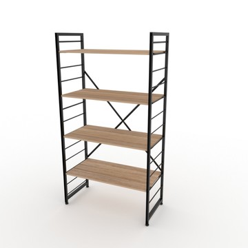 特力屋萊特四層架黑框/淺木紋寬80*深40*高158公分