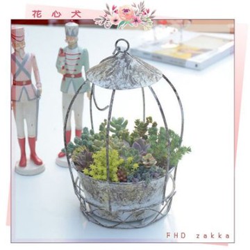 Fhd Zakka 花心犬生活雜貨 復古作舊鐵藝鳥籠花盆懸掛多肉植物花器鄉村家居擺飾櫥窗擇件餐廳民宿背景道具 Yahoo奇摩拍賣