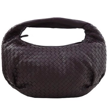 【BOTTEGA VENETA寶緹嘉】經典編織小羊皮肩背包彎月包(咖啡紅)