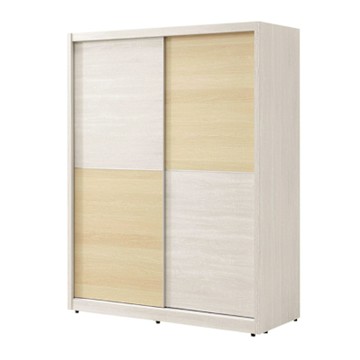 文創集 菲可雙色5.1尺推門衣櫃(內含穿衣鏡面)-152x60x200cm免組