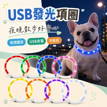 【台灣出貨】寵物發光項圈｜LED發光項圈｜狗狗項鍊｜閃亮項圈｜USB充電項圈｜夜間可見寵物項圈｜寵物安全項圈