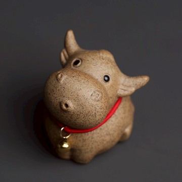 淘氣牛陶砂嘟嘴吹個牛小玩意茶寵小擺件擺設可愛茶玩茶具配件送禮