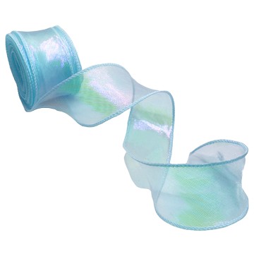 Mandeul Hobby 歐根紗珍珠雪紡波浪緞帶  幻影藍  1個  9m