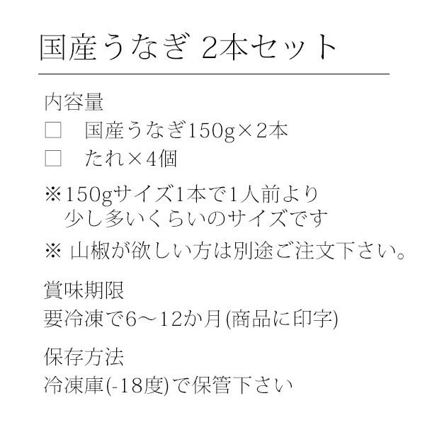 うなぎ 蒲焼き 国産 大サイズ 150g 2尾 ウナギ 鰻 送料無料