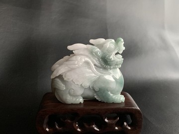 天然緬甸玉翡翠 招財貔貅擺件 飛天貔貅 開運 招財 送禮 免費開光