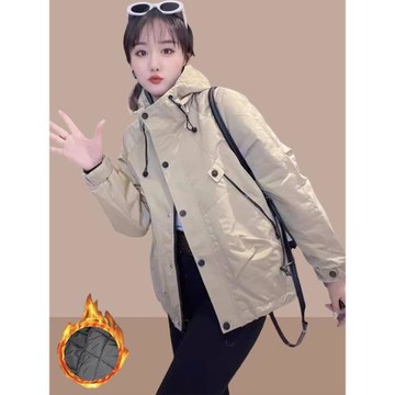 加絨加厚爆款女士短外套2025秋冬季新款沖鋒衣洋氣小個子短款夾克