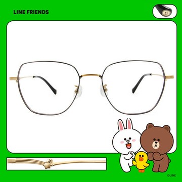 LINE FRIENDS★莎莉款｜浪漫流星雨 威靈頓框眼鏡｜霧灰金