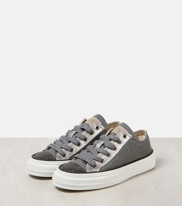 Brunello Cucinelli Monili leather-trimmed canvas sneakers