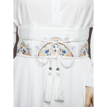 刺繡腰封女夏季古風漢服配連衣裙子收腰民族風配飾布料綁帶寬腰帶