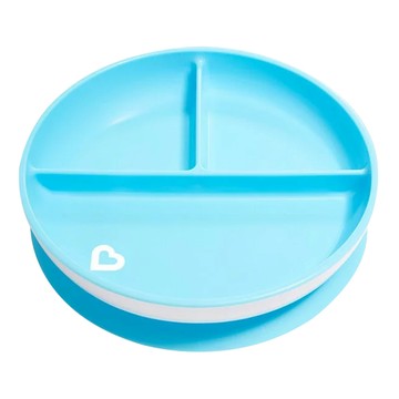 Munchkin 滿趣健 三格吸盤碗 強大吸力不易滑動 快速釋放拉環設計 無BPA  藍色  1個