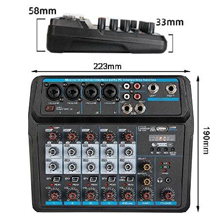 Professional Audio Mixer Sound Board Console Desk System Interface Digital Bluetooth USB Live Studio Mixer DJ KTV Mixing Console (6 Channel)