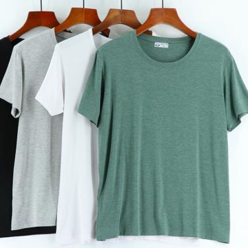 男士大碼短袖t恤中老年人竹纖維圓領加肥特大號半袖純色爸爸汗衫