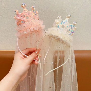 桃園出貨✨兒童頭飾公主寶寶皇冠頭紗配件髮箍生日帽髮飾小女孩甜美精緻髮卡