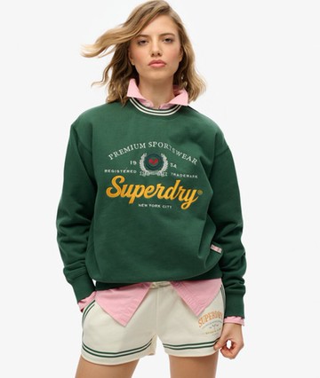Superdry Women's Country Club Loose Crew Sweatshirt Grey Size: 12