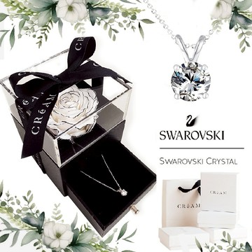 『快速出貨9折』新年送禮❤️【CReAM 】Doreen施華洛世奇鑽飾項鍊+小香風香頌永生花禮盒組  #禮盒 #浪漫送禮 #生日禮盒 #情人禮物