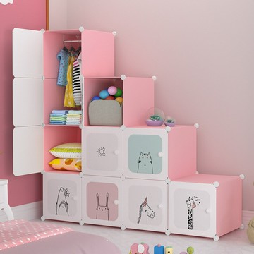 潔然衣柜卡通兒童收納柜塑料組合經濟性寶寶嬰兒小衣櫥經濟實惠裝