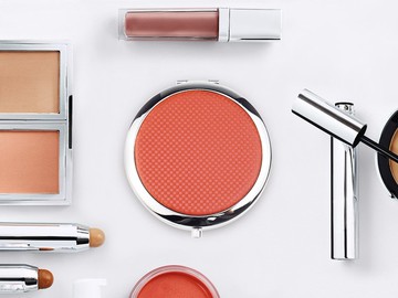 簡約隨身化妝鏡  圓形皮革金屬折疊小鏡子 胭脂色系列