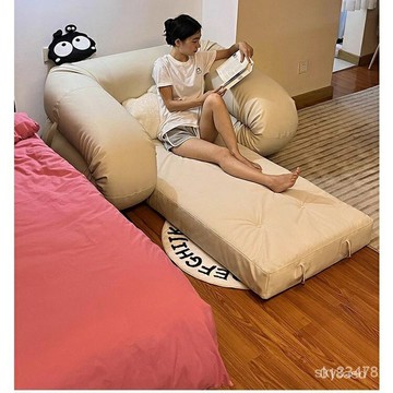 附發票 【一款三用】複古真皮沙發床位靠墊小戶型意式多功能網紅款客廳折疊懶人沙發床兩用【訂金】
