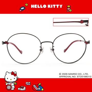 三麗鷗夢幻隊▪︎HELLO KITTY｜蝴蝶結粉光 圓框眼鏡｜黑搭紅