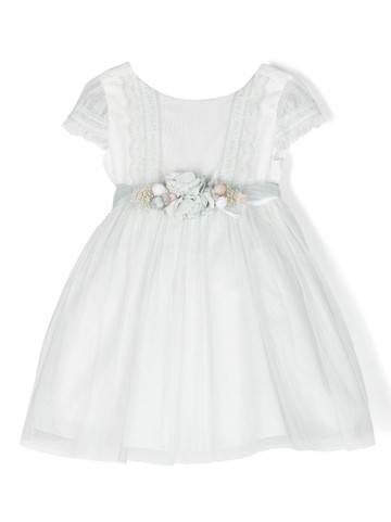 AMAYA - floral-appliqué tulle dress - kids - Polyester/Polyester/Cotton/Polyamide - 3 yrs - Green