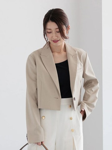 俐落翻領短版西裝外套(0F000496310) - Te chichi