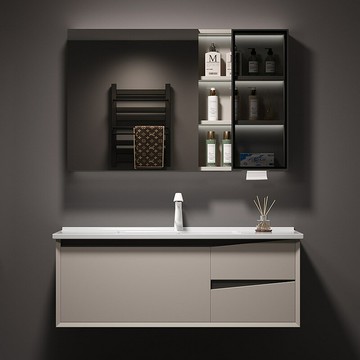 【含稅/免運】 陶瓷一體盆浴室柜組合簡約實木智能鏡柜洗手盆洗臉池洗漱臺衛生間