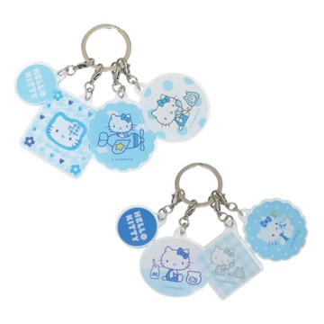 小禮堂 Sanrio 三麗鷗 Hello Kitty 四連壓克力鑰匙圈 (水藍色款)