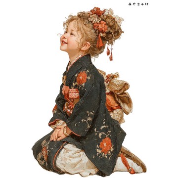 【12月新品4】07-114-0196 人物貼紙 和服復古