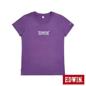 EDWIN 女款 牛仔布LOGO短袖T恤(葡紫色)
