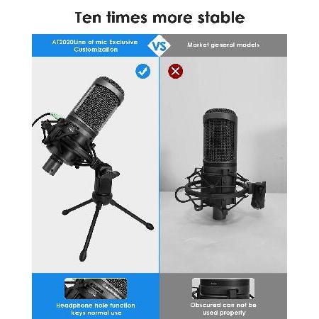 Etour AT2020 Microphone Shock Mount with Pop Filter foam, Mic Anti-Vibration Suspension Shock Mount Holder Clip for audio technica at2020 at2020usb Mi