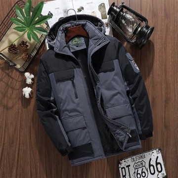 秋冬沖鋒衣男加絨加厚中長款胖子大碼爸爸中老年人保暖棉衣服外套