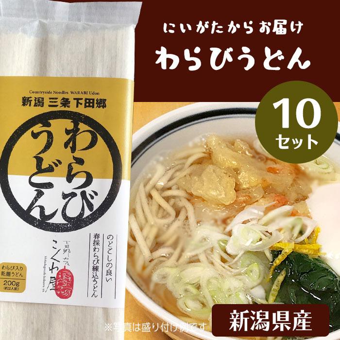 うどん  うどんセット わらび 山菜 蕨 セット 10セット 新潟県 お土産 おみやげ 三条市 下田 乾麺 送料無料 美味しい おいしい 人気