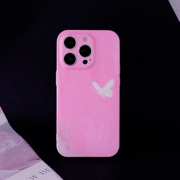 原創 插畫淺粉蝴蝶iphone全包手機殼