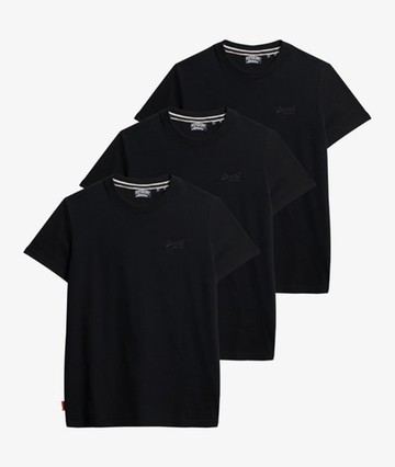 Superdry Men's Organic Cotton Essential Logo T-shirt Triple Pack Black Size: L