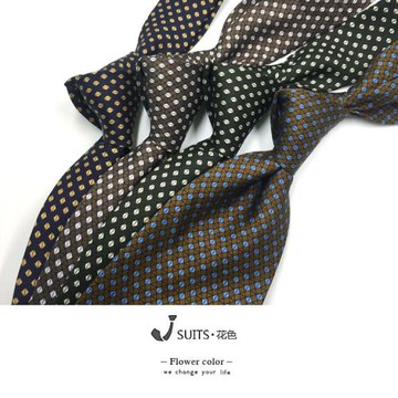 寬版意大利風格咖色印花小格子意式真絲桑蠶絲紳裝復古休閑領帶